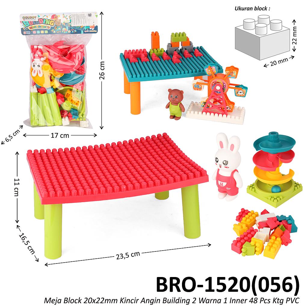 Meja Block 20x22 mm Kincir Angin / Rolling Ball Building BRO-1520 1 Inner 48 Pcs Ktg PVC @96