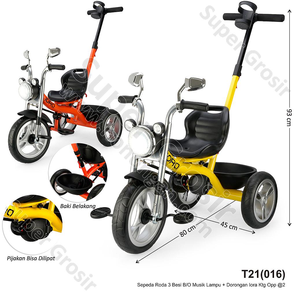 Tunggangan Sepeda Roda 3 Besi Motor + Dorongan B/O Musik Lampu Iora Ktg Opp @2