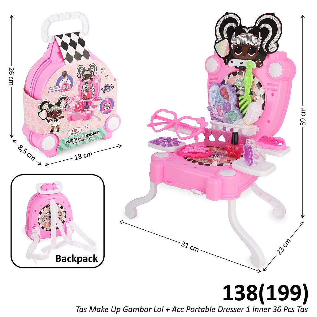 Meja Rias Set Koper LOL + Acc Portable Dresser 1 Inner 36 Pcs Loose Pack @72