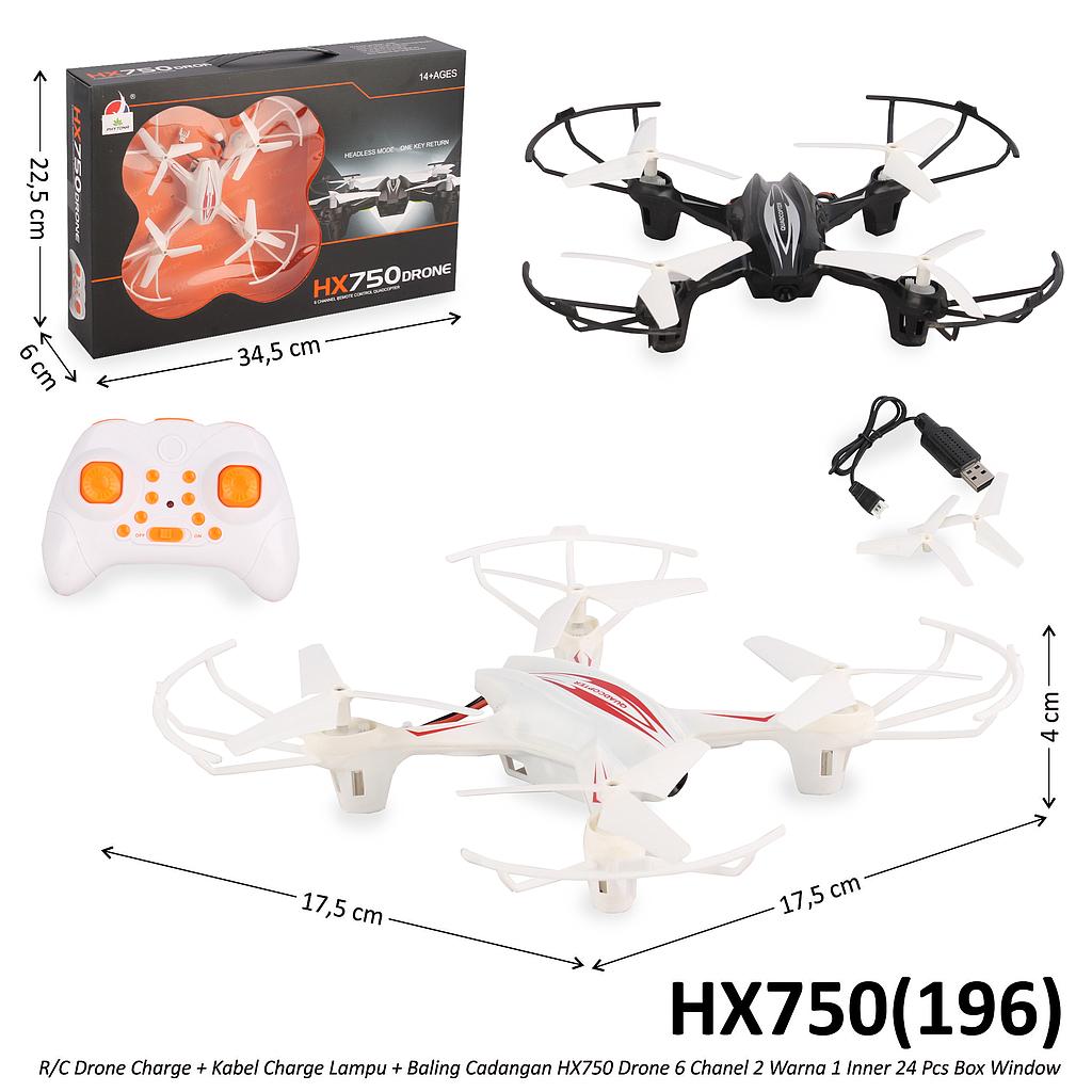 R/C Drone Charge + Kabel Charge Lampu + Baling Cadangan HX750 6 Channel 2 Warna 1 Inner 24 Pcs Box Window @48