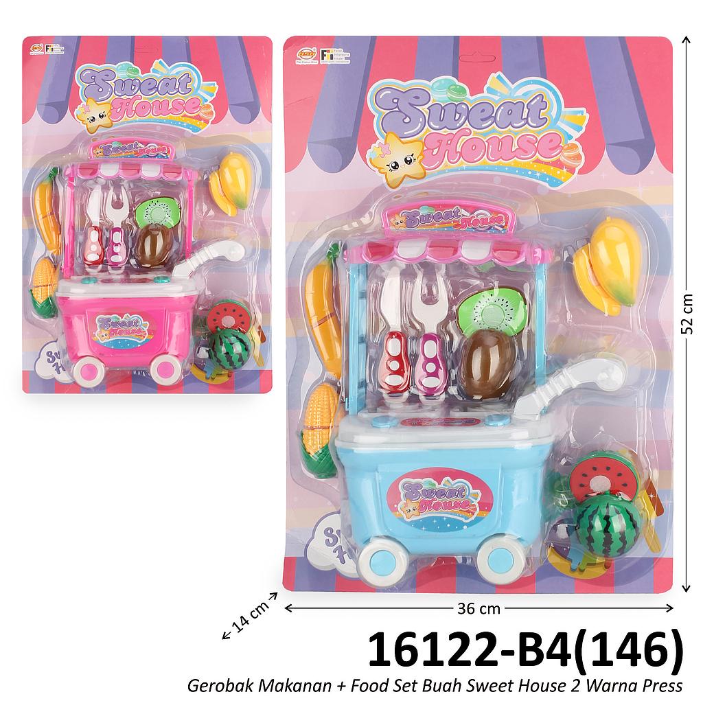 Gerobak Makanan Set Buah Potong Sweet House 2 Warna Press @30