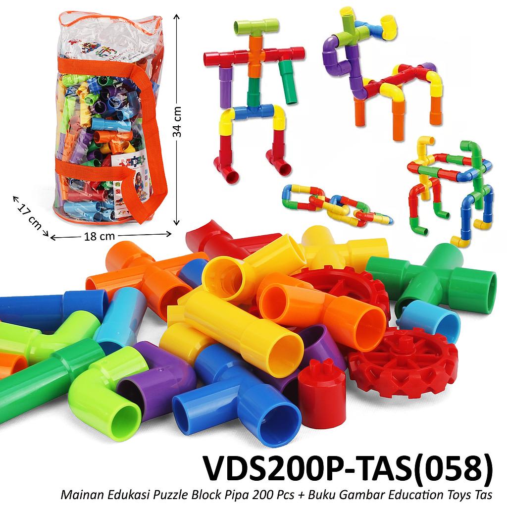 Block Pipa 200 Pcs + Buku Gambar Education Toys Tas @24