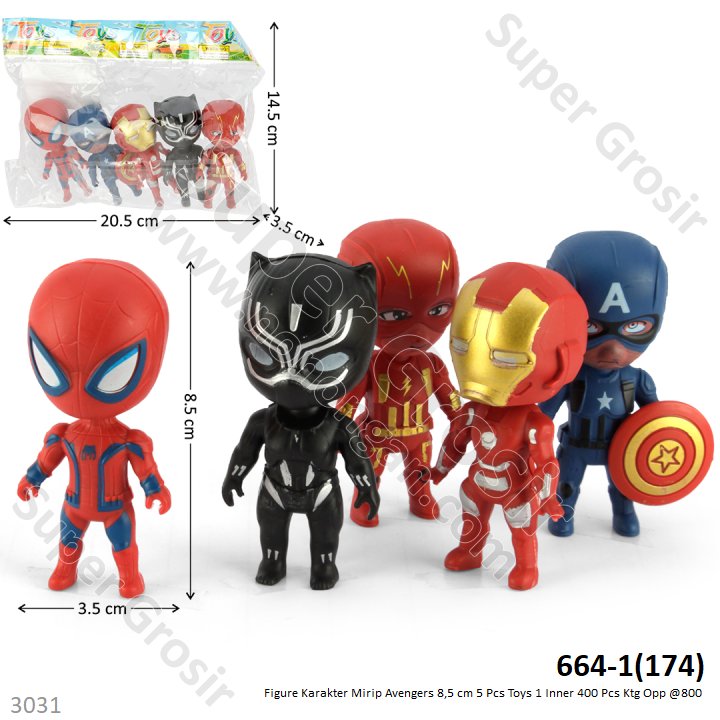 Action Figure Avengers 5 Pcs Toys 664-1 Ktg Opp @360