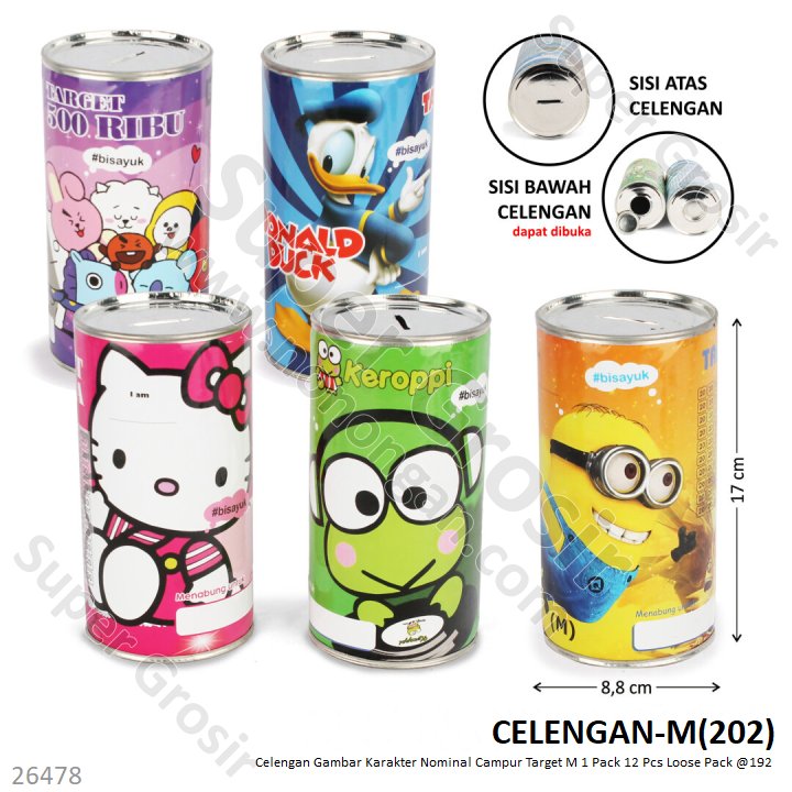 Celengan Target M Ada Tutup Nominal Campur Gambar Karakter Target 1 Pack 12 Pcs Loose Pack @192