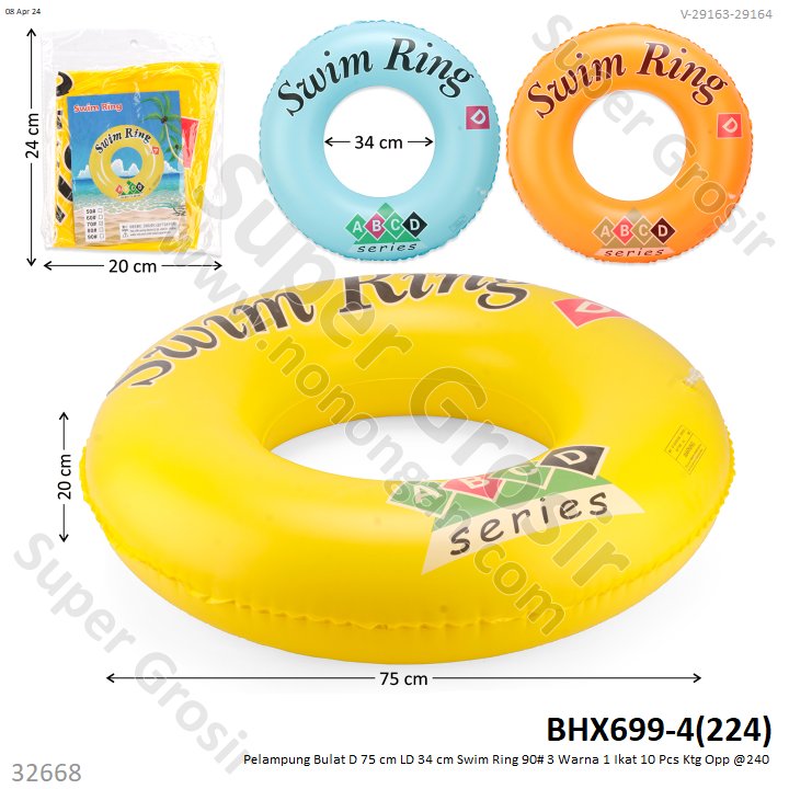 Pelampung Bulat D 90 cm Swim Ring 3 Warna 1 Ikat 10 Pcs Ktg Opp @240