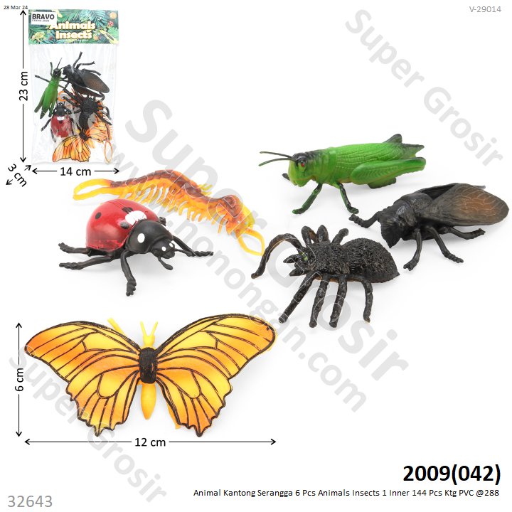 Hewan Serangga Set 6 Pcs Animals Insects 1 Inner 144 Pcs Ktg PVC @288