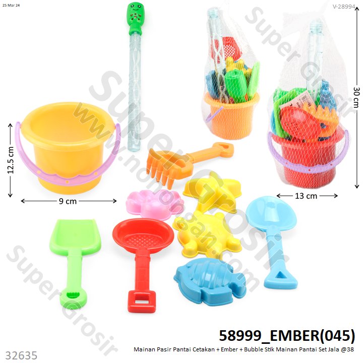 Cetakan Pasir Set Ember dan Bubble Stik Mainan Pantai Set Jala @38
