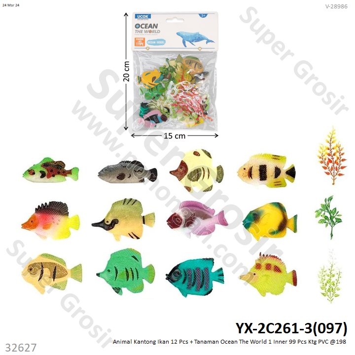 Hewan Laut Ikan 12 Pcs + Tanaman Ocean The World 1 Inner 99 Pcs Ktg PVC @198