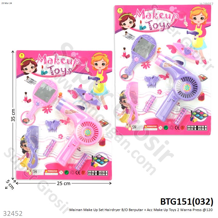 Make Up Salon Set Hairdryer + Acc B/O Berputar Toys Press @120