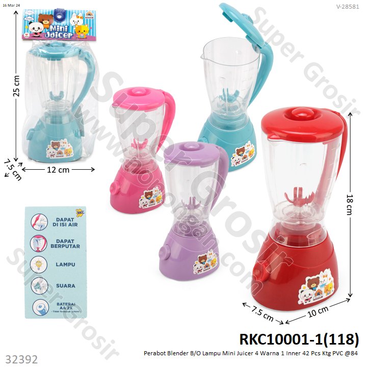 Blender B/O Lampu Mini Juicer 4 Warna 1 Inner 42 Pcs Ktg PVC @84