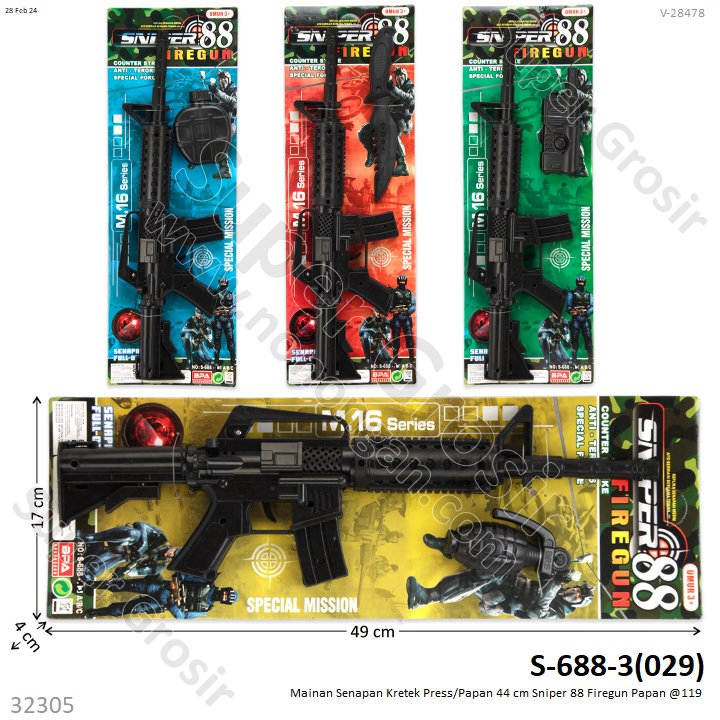Senapan Kretek 44 cm Sniper 88 Firegun Papan @119