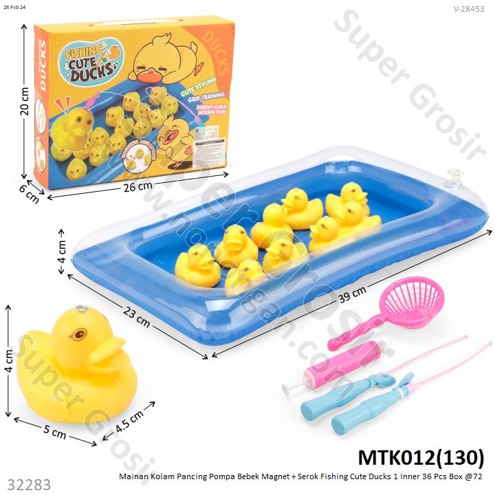 Pancingan Bebek Set Kolam Pompa dan Serokan Magnet Fishing Cute Ducks 1 Inner 36 Pcs Box @72