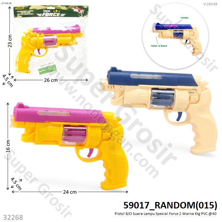 Pistol B/O Suara Lampu Spesial Force 2 Warna Ktg PVC @40