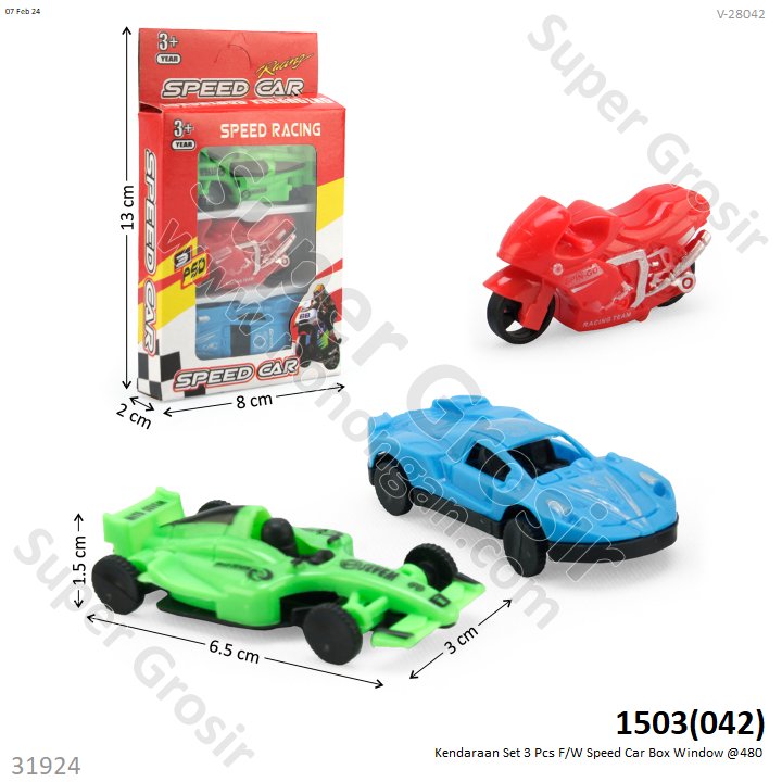Kendaraan Set 3 Pcs F/W Speed Car Box Window @480