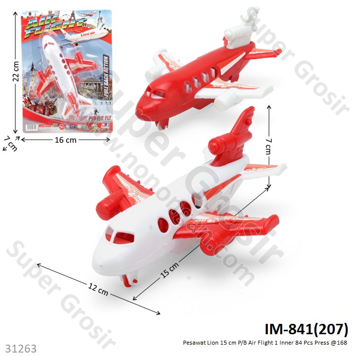 Mainan Pesawat Lion 15 cm P/B Air Flight 1 Inner 84 Pcs Press @168
