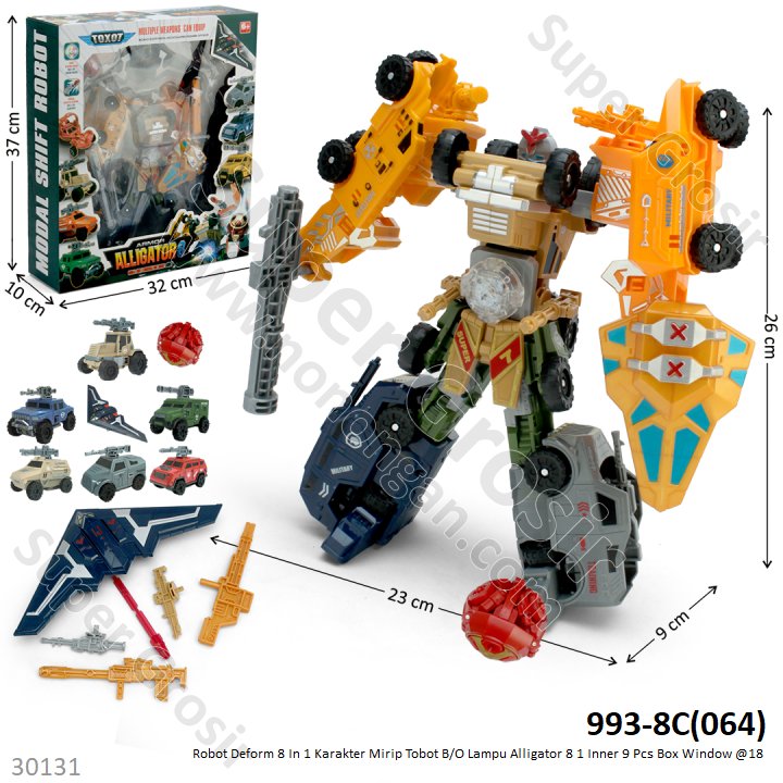 Tobot Alligator 8 B/O Lampu 1 Inner 9 Pcs Box Window @18