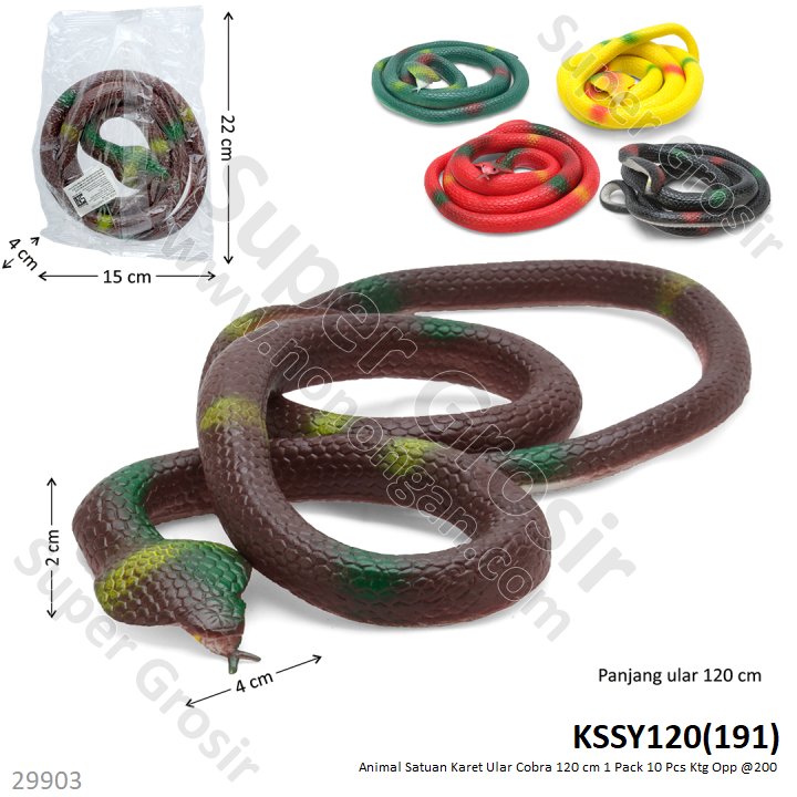Hewan Ular Cobra Karet 120 cm 1 Pack 10 Pcs Ktg Opp @200