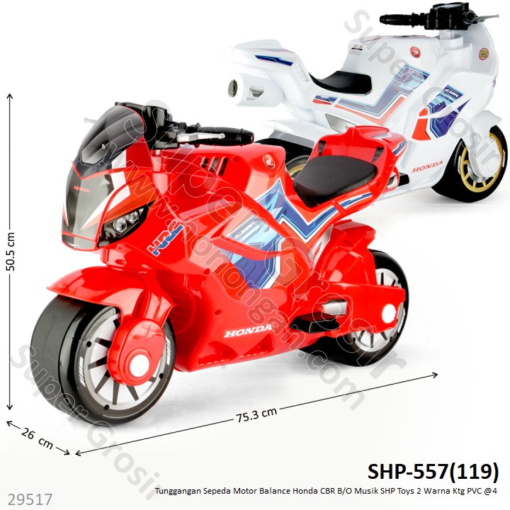 Tunggangan Sepeda Balance Bike Motor Honda CBR B/O Musik SHP Toys Ktg PVC @4