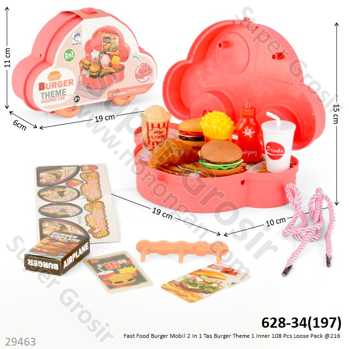Food Set Burger 2 In 1 Mobil Burger Theme 1 Inner 108 Pcs Koper @216