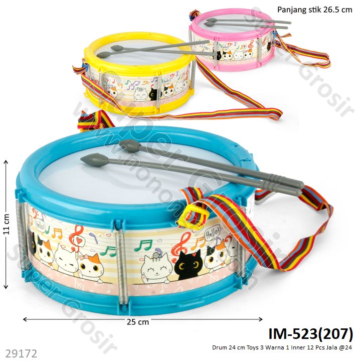 Drum 24 cm Toys 3 Warna 1 Inner 24 Pcs Jala @48