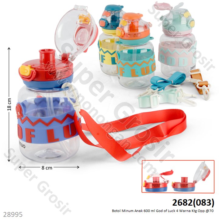 Botol Minum Anak 600 ml God of Luck 4 Warna Ktg Opp @70