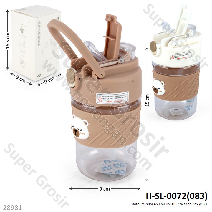 Botol Minum Anak Karakter Beruang 450 ml HSCUP 2 Warna Box @60