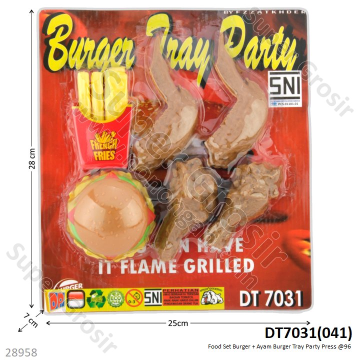 Food Set Burger Ayam Goreng dan Kentang Tray Party Press @96