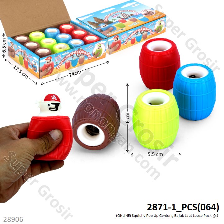 Squishy Pop Up Bajak Laut Gentong 1 Box 12 Pcs Loose Pack @288