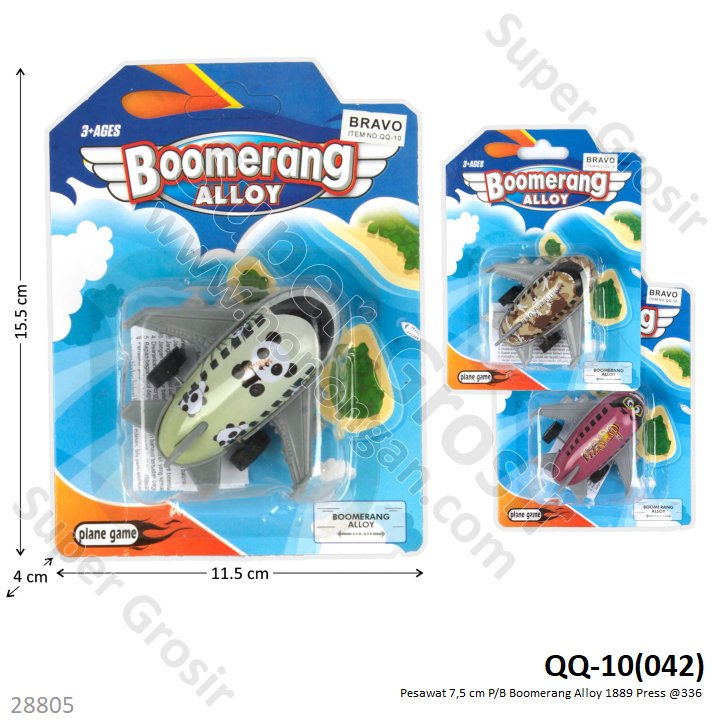 Diecast Pesawat 8 cm P/B Boomerang Alloy 1889 Press @336