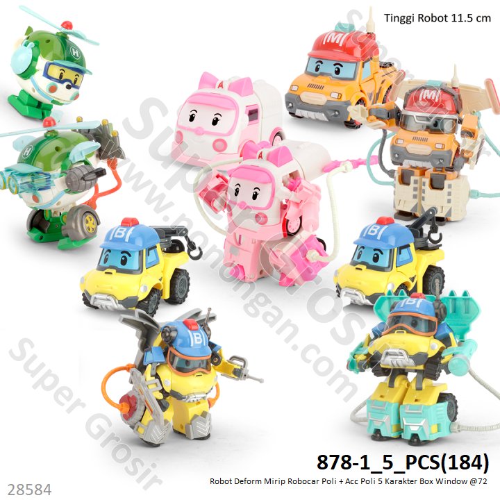 Robot Deform Robocar Poli dan  Acc Poli 5 Karakter Box Window @72