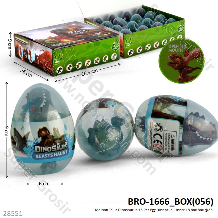 Mainan Telur Dinosaurus 16 Pcs Egg Dinosaur 1 Inner 18 Box Box @36