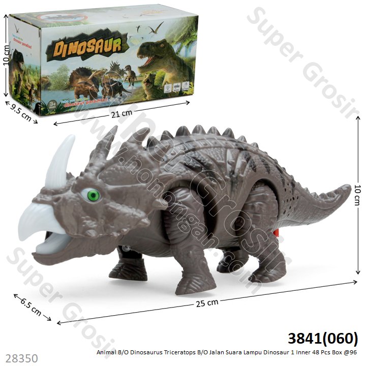 Dinosaurus Triceratops B/O Jalan Suara Lampu Dinosaur 1 Inner 48 Pcs Box @96
