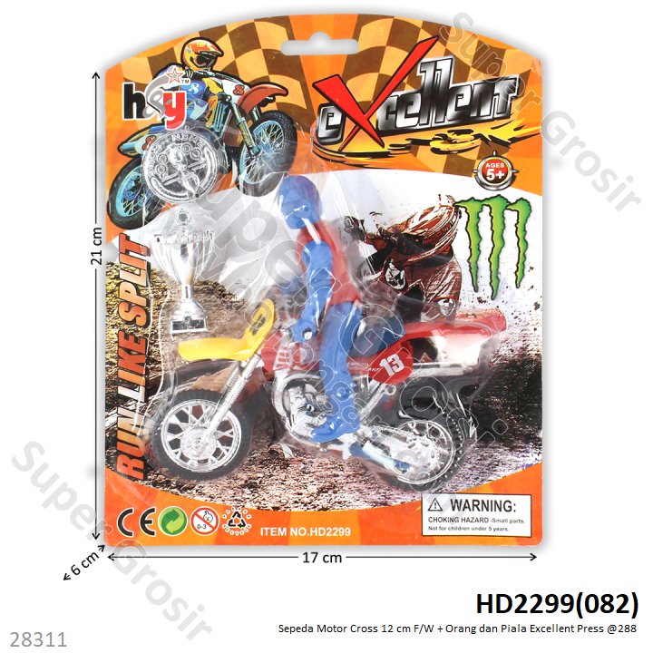 Sepeda Motor Cross 12 cm F/W + Orang dan Piala Excellent Press @288