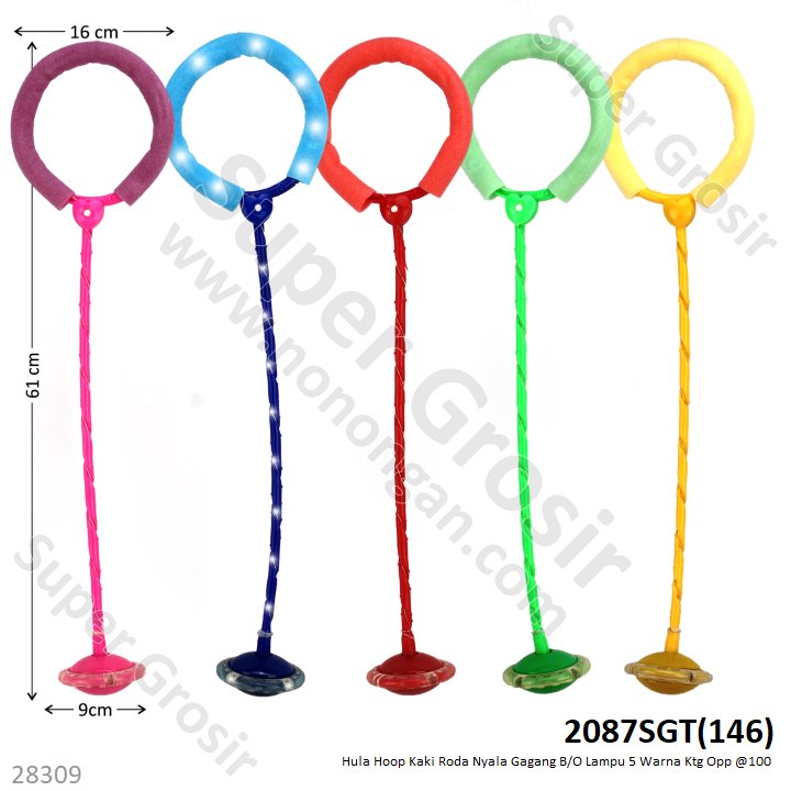 Hula Hoop Kaki Roda Nyala Gagang B/O Lampu 5 Warna Ktg Opp @100