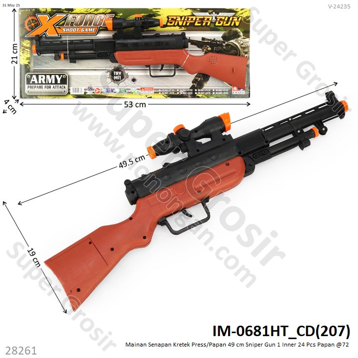 Mainan Senapan Kretek Press/Papan 49 cm Sniper Gun 1 Inner 24 Pcs Papan @72