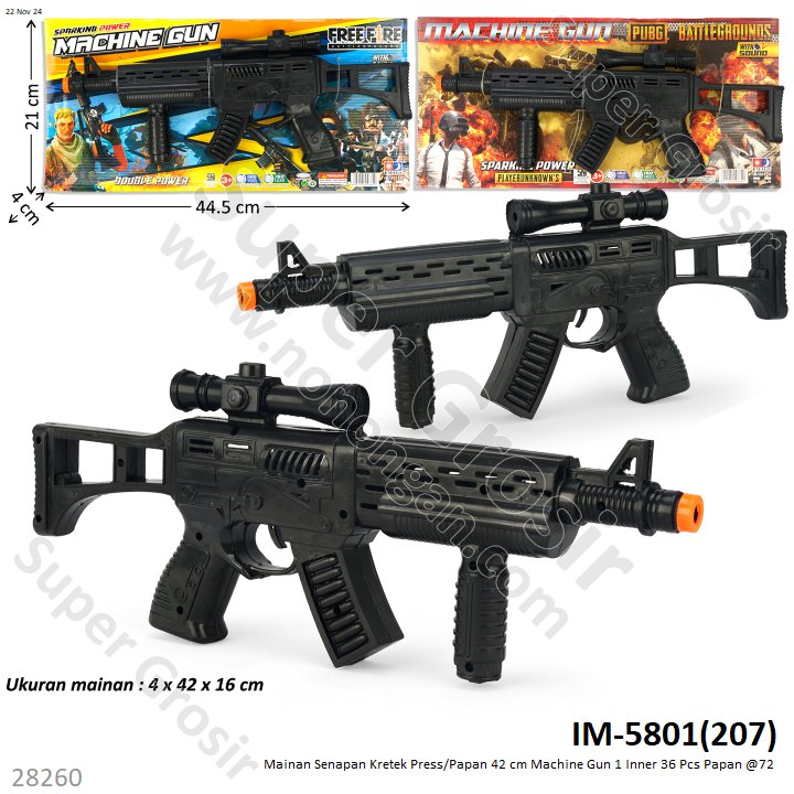 Mainan Senapan Kretek Press/Papan 42 cm Machine Gun 1 Inner 36 Pcs Papan @72