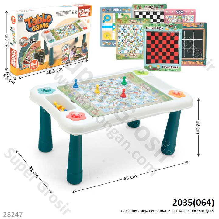 Table Game 6 In 1 Meja Permainan Box @18