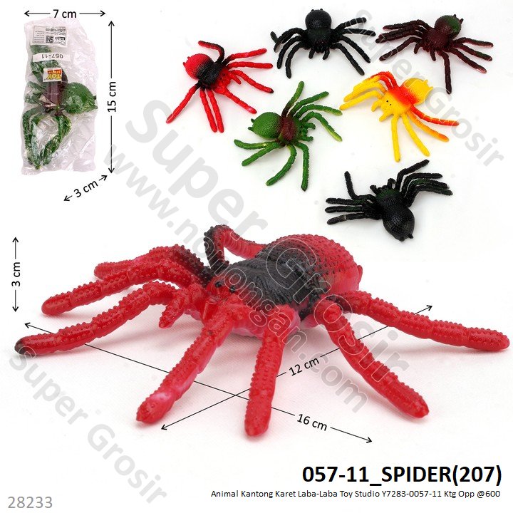 Mainan Hewan Karet Laba-Laba Karet Toy Studio Y7283-0057-11 Ktg Opp @600