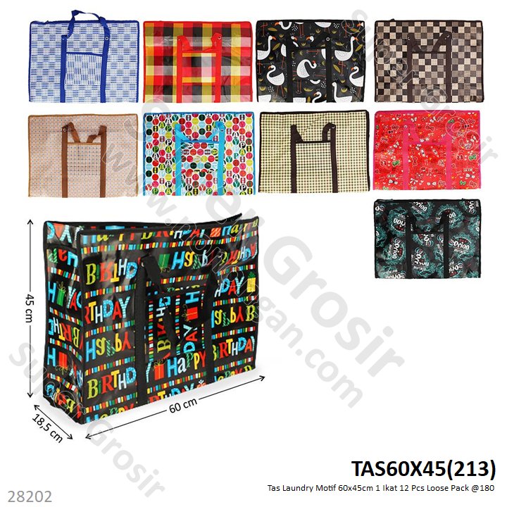 Tas Laundry Motif 60x45 cm 1 Ikat 12 Pcs Loose Pack @180