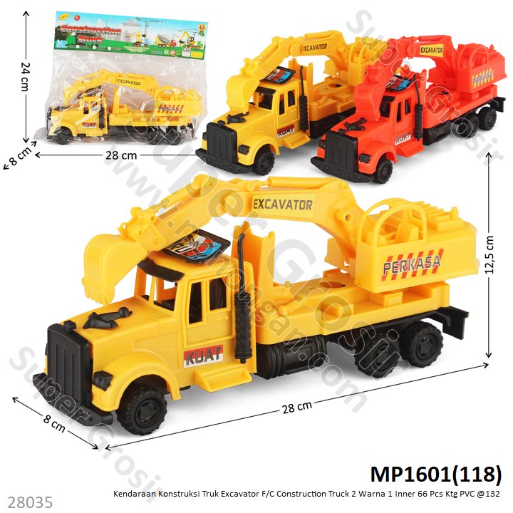 Truk Excavator Tronton F/C 28 cm Construction Truck 2 Warna 1 Inner 66 Pcs Ktg PVC @132