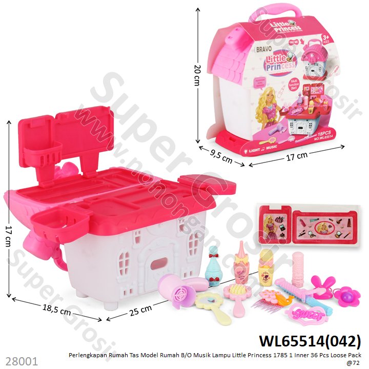 Mainan Meja Rias Koper Model Rumah B/O Musik Lampu Little Princess 1785 1 Inner 36 Pcs Loose Pack @72