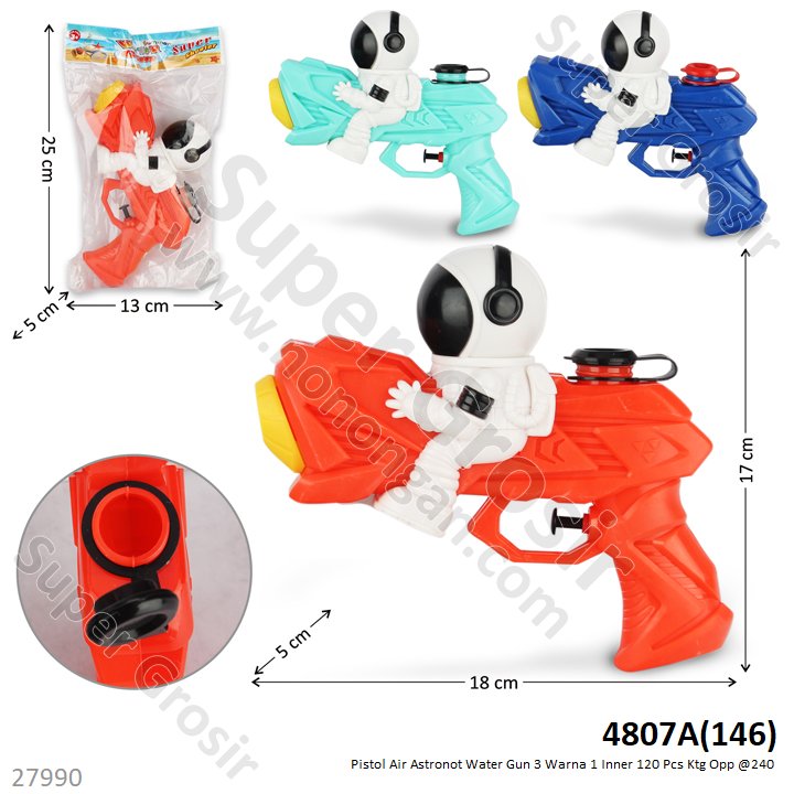 Pistol Air Astronot 18 cm Water Gun 2 Warna 1 Inner 120 Pcs Ktg Opp @240