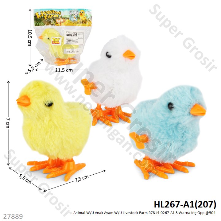 Mainan Putar Ayam W/U Loncat Livestock Farm 1 Pack 12 Pcs Ktg Opp @504