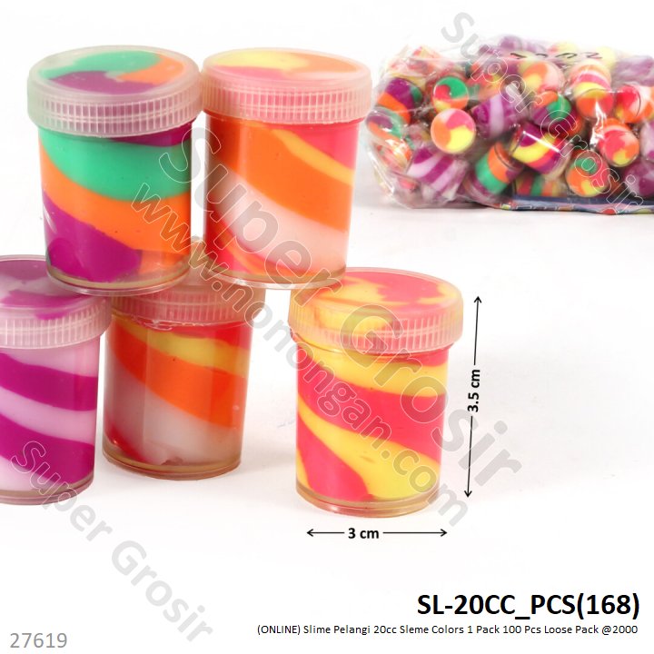 (ONLINE) Slime Pelangi 20cc Sleme Colors 1 Pack 100 Pcs Loose Pack @2000