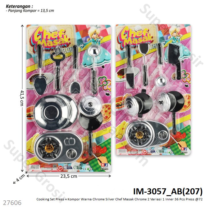 Cooking Set Kompor Panci Chrome Chef Masak 2 Variasi 1 Inner 36 Pcs Press @72