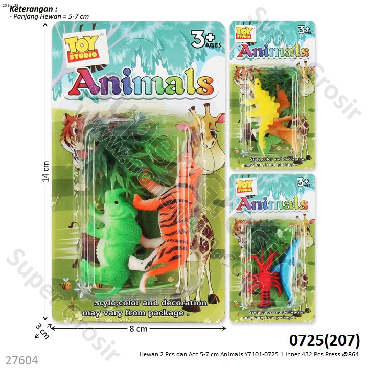 Hewan Set 2 Pcs dan Acc 5-7 cm Animals 1 Inner 432 Pcs Press @864
