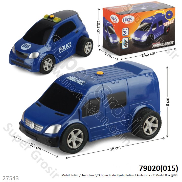 Mobil Polisi / Ambulance B/O Jalan Roda Nyala Police / Ambulance 2 Model Box @88