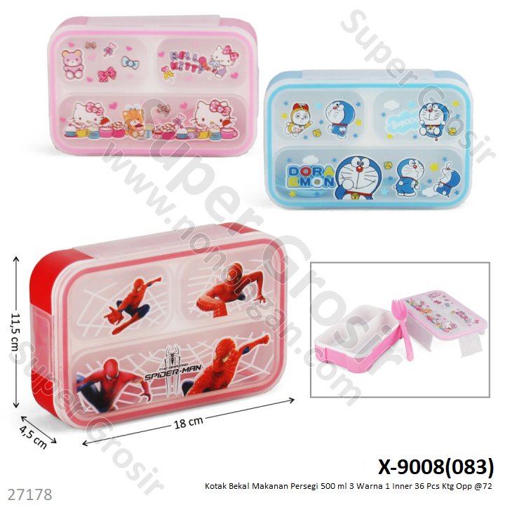 Lunch Box Karakter 500 ml 3 Karakter 1 Inner 36 Pcs Ktg Opp @72