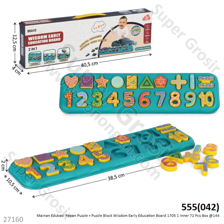 Block Angka Geometri + Papan Wisdom Early Education Board 1705 1 Inner 72 Pcs Box @144