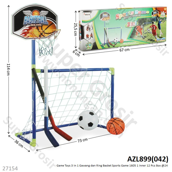 Gawang Sepak Bola 3 In 1 Ring Basket Tiang 115 cm dan Stick Hockey Sports Game 1605 1 Inner 12 Pcs Box @24